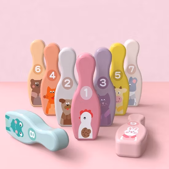 子供用木製漫画動物ボウリングスポーツおもちゃ屋外レジャーテーブルゲーム